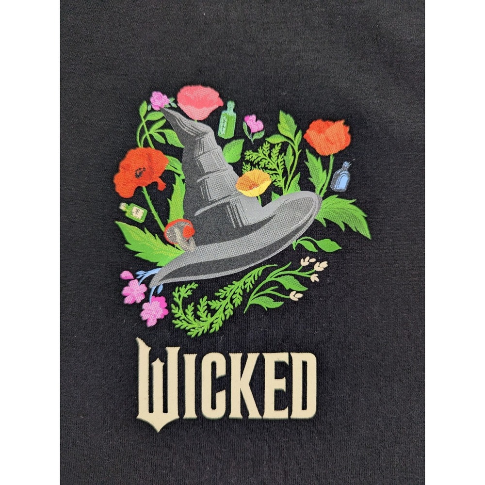 Old Navy Wicked Hoodie Unisex Size XL Black Floral I Feel Wicked Graphic - Picture 2 of 10